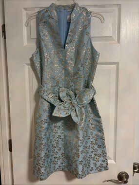 Brand new never worn Lilly Pulitzer Light Blue Dress with Gold Floral Accents